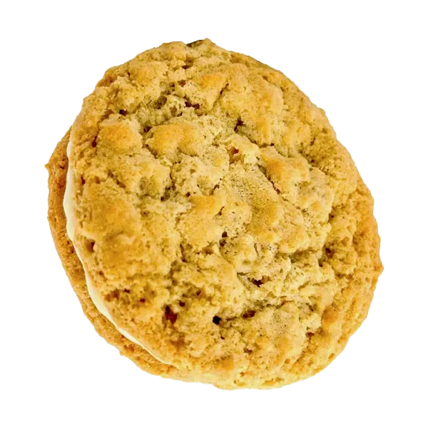 Mouth watering oversized oatmeal creme pie cookie.